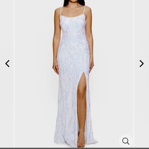 Betsy & Adam long slit sequins dress